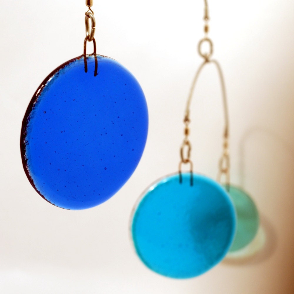Glass Mobile - Circles in Blue