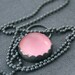 Cotton Candy. Glowing Pink Shines Against Dark Sterling Silver. Necklace.