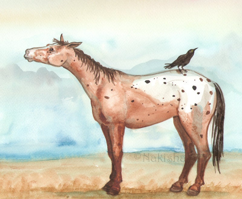 Original Watercolor Painting - Sky and Crow