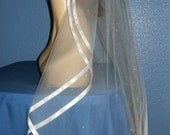 Swarovski Crystal Rhinestone Satin Ribbon Trim 36 Inch Long Fingertip Length Double Layer Veil