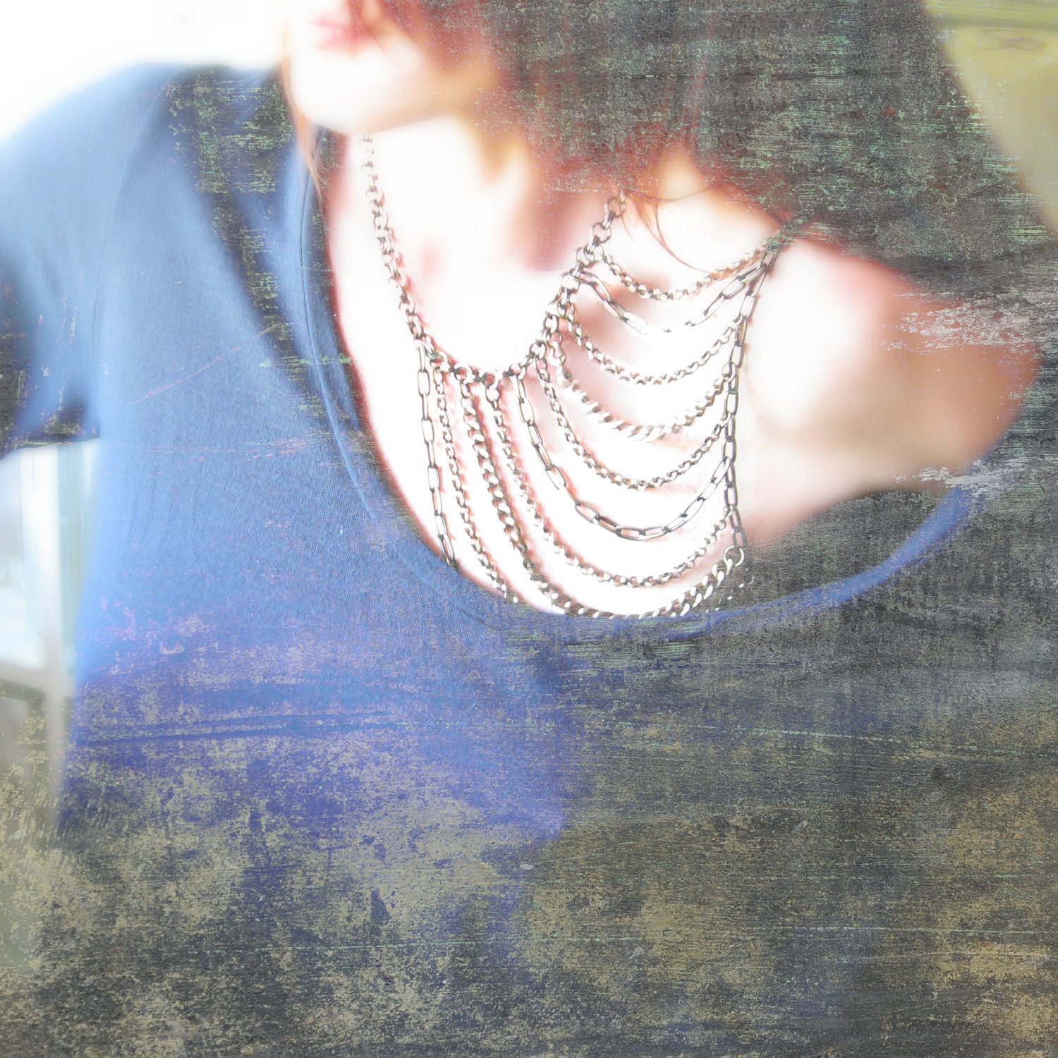 shoulder harness body chain, antique gold