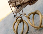 vintage brass earrings, repurposed, dangle, solar system, orbit sphere earrings