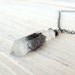 crystal quartz necklace, black, gunmetal, simple sphere
