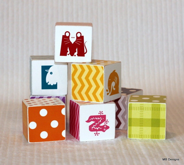 Large Animal Critter Alphabet Wood Blocks Bright and Cheery Set of 13