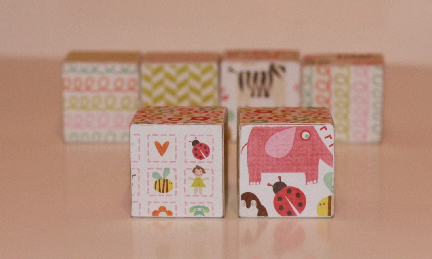 Alphabet Wooden Blocks Set of 13 Girlish Animal Alphabet Soup