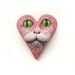 Pink Heart Love Cat Small Polymer Clay Cabochon Romance Kitty Valentine Doll Face Cab 2376