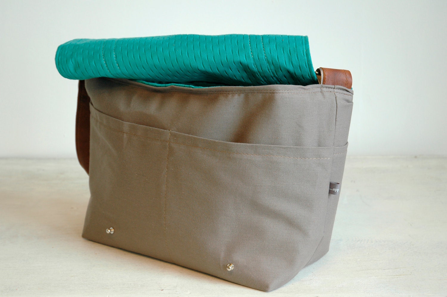 Putty Grey Messenger with Brown Leather