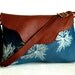 Nina leather flap bag-Steel Blue Algae print