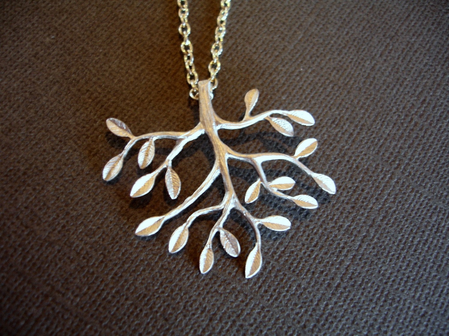 Sale Silver Tree Leaf Necklace