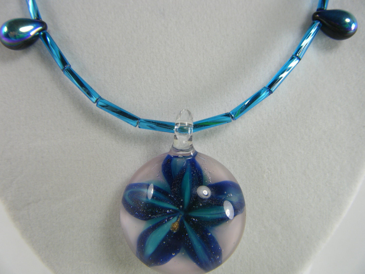 Hibiscus Blue Flower Necklace