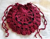 Burgundy Red Scarlet Lace Crochet Purse Handbag Clutch Steampunk Victorian Edwardian English Renaissance Vampire