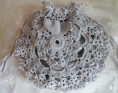 Silver Gray Lace Crochet Purse Handbag Clutch Steampunk Victorian Edwardian English Renaissance