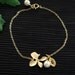 Initial Monogram and Orchid Leaf charm GOLD bracelet, white pearl, ADJUSTABLE Gold Bracelet, Bridesmaids gifts, Wedding jewelry, Mothers