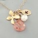 Personalized Mother Necklace, Sterling Silver Initial Monogram Necklace, Orchid Birthstone Jewelry, Pearl, Beer Quartz, Bridesmaid Gifts