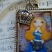 Alice in Wonderland Art Print Necklace, Whimsical, Nylon Cord, Blue, Charms