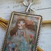 Butterfly Garden Girl Art Necklace, Fairies, Copper, Nylon Cord, Green, Fairy Tales