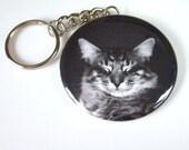 Cat Keychain 2 1/4 inch Smiling Sebastian