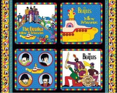 BEATLES Yellow Submarine 4 Pillow Panels Quilting Fabric Cranston VIP 2008