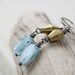 blue beaded gemstone earrings, kyanite vintage brass oxidized silver boho beach