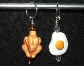 SUPER SALE - Fun food stitch markers - chicken and the egg - set of two