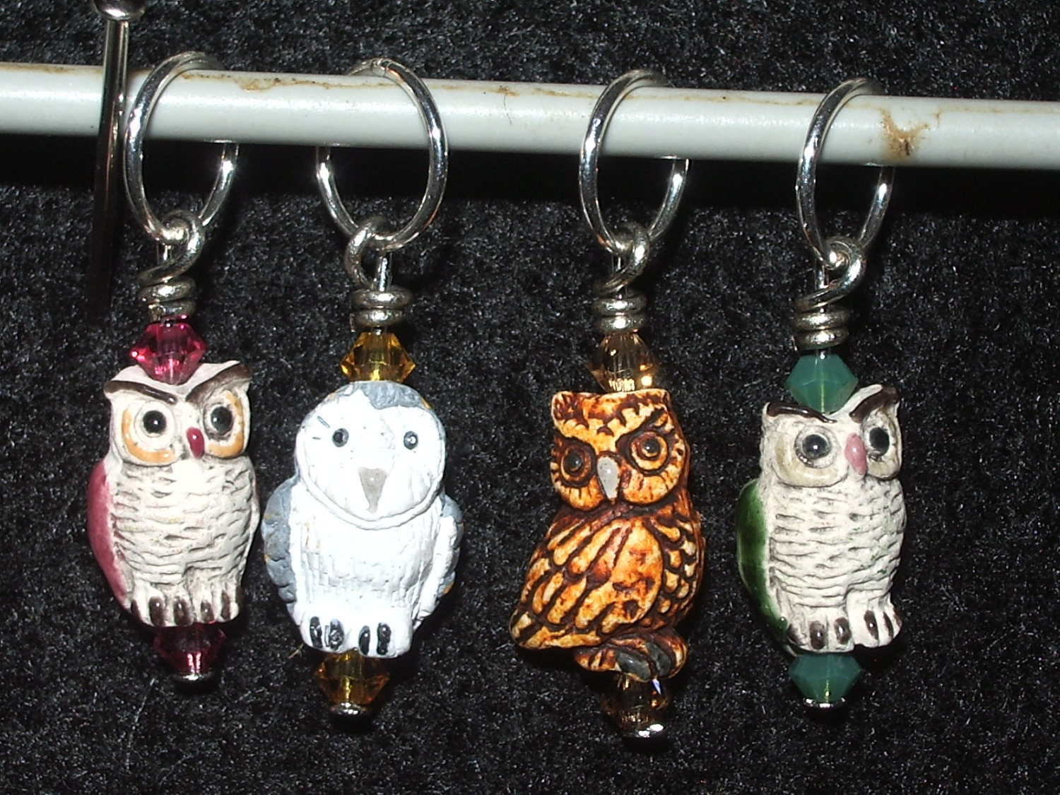 Owls - mixed set of four with corresponding crystal