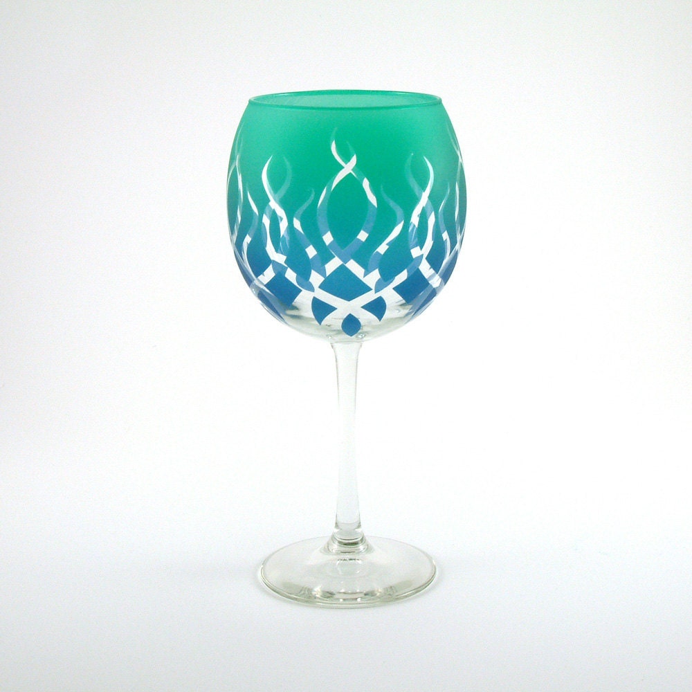 Wine Glasses - Strands - Set of 4 - Custom Painted Glassware