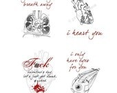 Printable Anatomical Valentines II, set of 4 - PDF