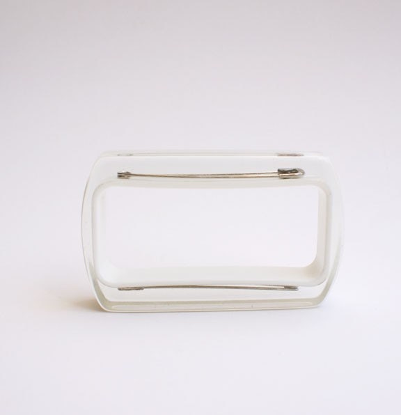 White rectangle lucite bracelet with safety pins