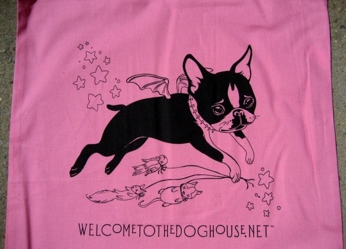 Cotton Boston Terrier Tote Bag - Free Shipping
