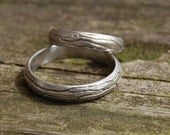 Two Tree Bark Silver Wedding bands
