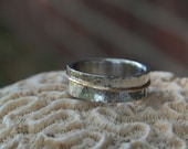 White Gold Hammered Spinner Wedding Band