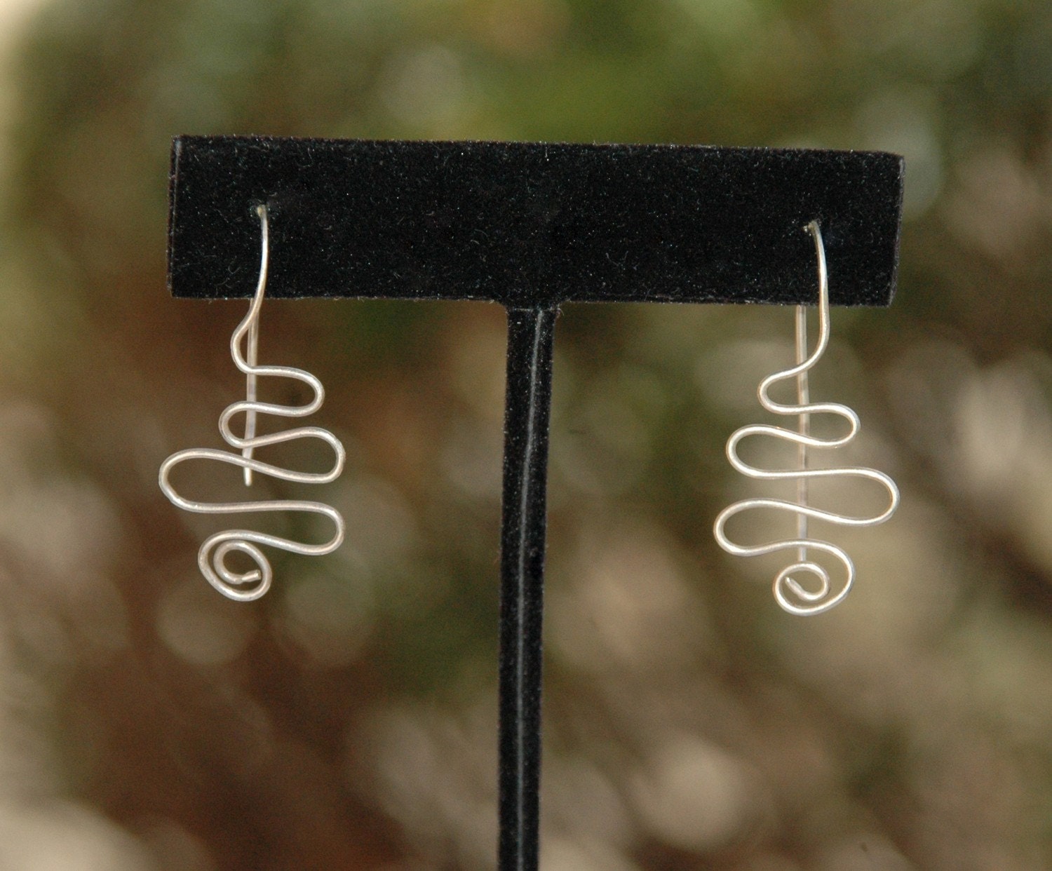 Curvy Hand Wrapped Silver Earrings