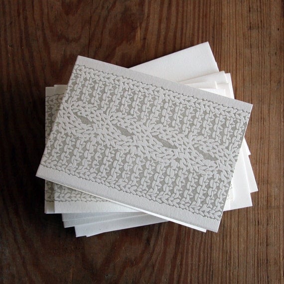 Cable Knit: Letterpress Folded Cards & Envelopes. Bulk Holiday Set (50ct)