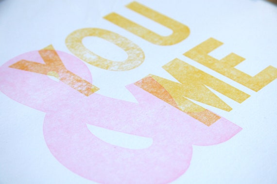 You & Me:  Letterpress Art Print