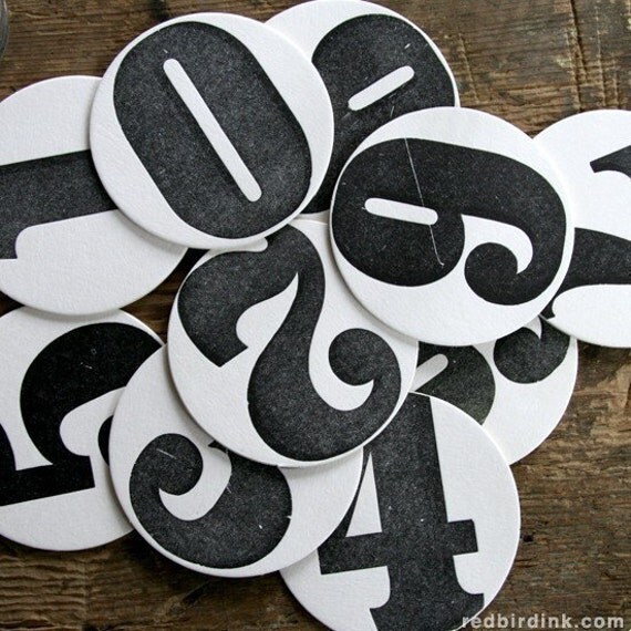 Wedding Table Numbers: Letterpress Coasters (20ct)