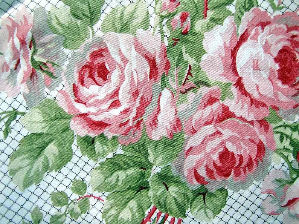 Vintage Laura Ashley Cotton Fabric Roses 1 yard by RedHenStudios