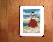 fine art print - the flowers she carried reminded her of the places she'd left behind - from an original oil painting - archival