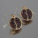 POMEGRANATE garnet silver and bronze earrings