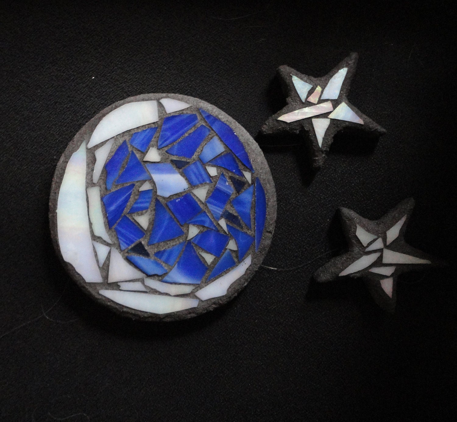 Moon and Stars, Floating Glass Garden Sculptures, for Water Gardens, Outdoor Rooms, Home Decor