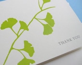 Ginkgo screenprint thank you card on eco friendly papers