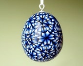 Egg Ornament - Navy blue, white and black