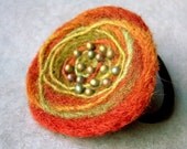 Ponytail Elastic - Felted Wool, Rust and Moss