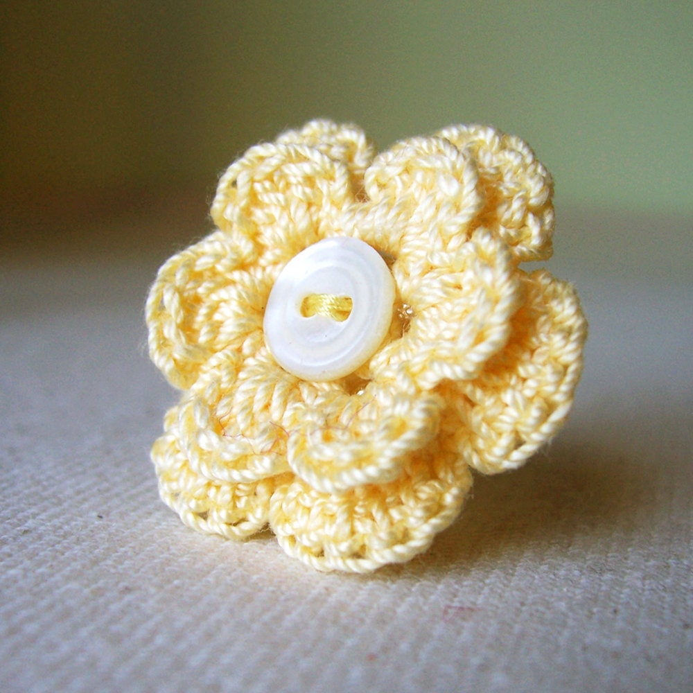 Ring - Yellow Crochet Flower