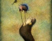 Mysterious Species Conservation fine art giclee print reproduction of an original watercolor and ink illustration