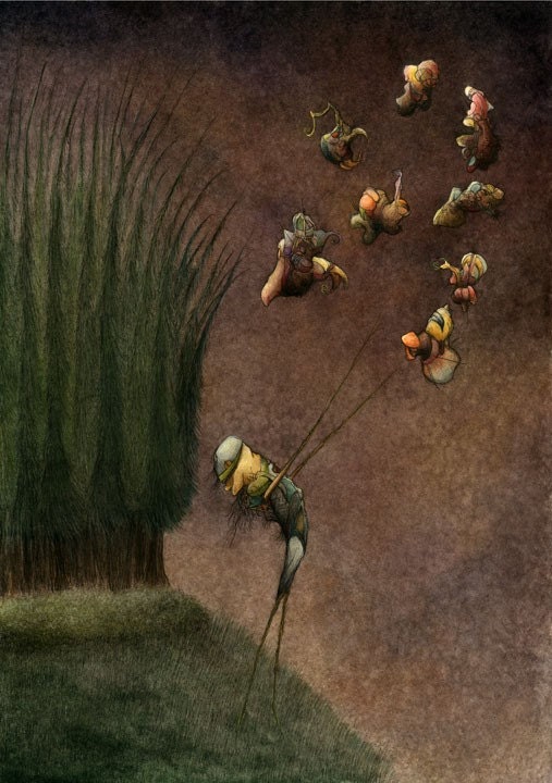 Captivity-fine art giclee print reproduction of an original watercolor and ink illustration