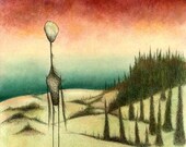 Vanishing Impression 5 x 7 fine art giclee print reproduction of an original watercolor and ink illustration