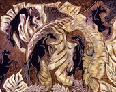 Stallions Scratchboard Print