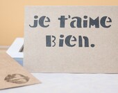 je t'aime bien, card. /FREE SHIPPING.