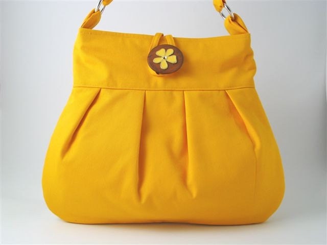 Yellow large handmade pleated bag