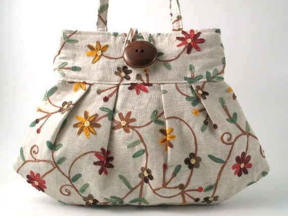 off white with embroidery flowers small and sexy bag purse handbag